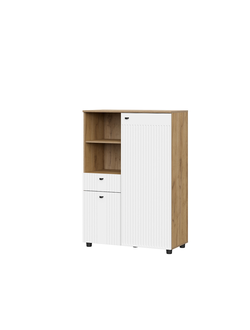 Милан Тумба многофункциональная Дуб золотой/Белый матовый