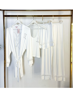 Домашняя одежда Виктория Сикрет трикотаж в рубчик цвет белый