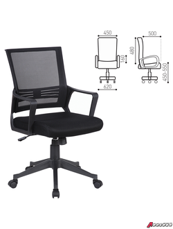 Кресло оператора BRABIX Balance MG-320, с подлокотниками, черное. 531831