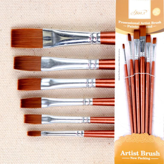 Кисти для масляной живописи набор 6 штук плоские