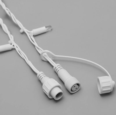 Гирлянда Нить 24В тёплый свет, 10м, 100 LED, белый провод каучук, соединяемая, 24V, IP65