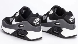 Air Max 90 Essential Black White (Экокожа) сзади
