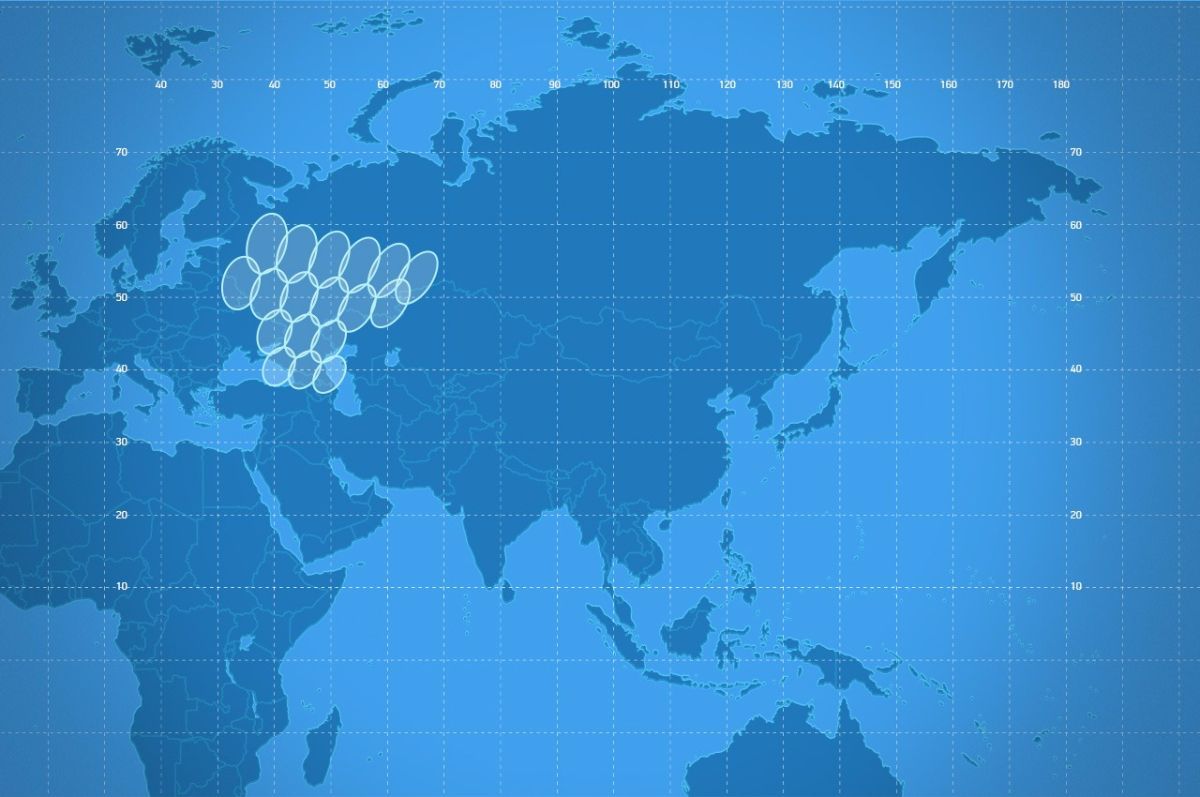 Спутник Экспресс АМУ1 на карте