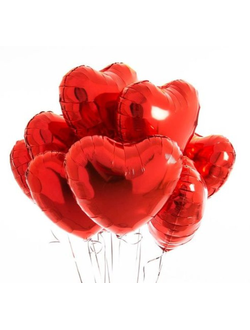Облако шаров: 9 сердец 45 см