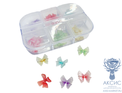 Фигурки для ногтей в коробочке (бантики цветные)