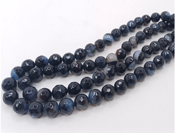 Агат тонированный граненый на нити  10мм черный меланж