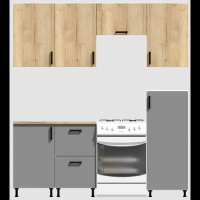 Кухня Эконом 1,5 метра с полуколонкой (1000х500) Цвет: Дуб Вотан/Базальт