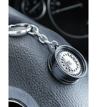 Брелок «Диск D-8» металл, хром/чёрный