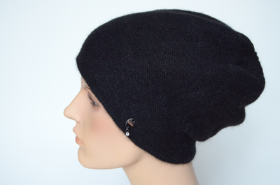 Черный берет вязаный из альпака Vizio Италия 5122