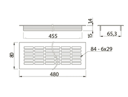 Решетка вентиляционная 480х80мм. СВЕТЛЫЙ АНТРАЦИТ  KK-W80800-24 GTV