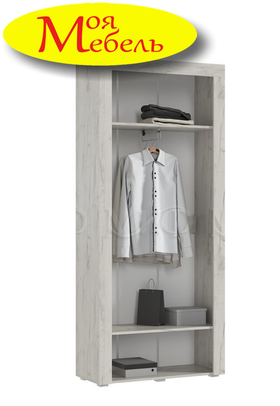 Ангара Гостиная Шкаф 2х дверный (графит/дуб крафт белый)