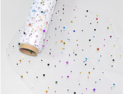 Фатин "пайетки звездочки", ширина 15 см, длина 1 м, вариант 11