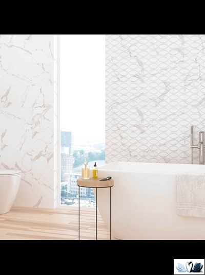 Плитка настенная Creto Purity Scales белый 25х40 см, матовая под мрамор с вторым узорным рисунком