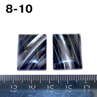 Агат натуральный (кабошон) №8-10: черный - пара 2шт 22*17*5мм