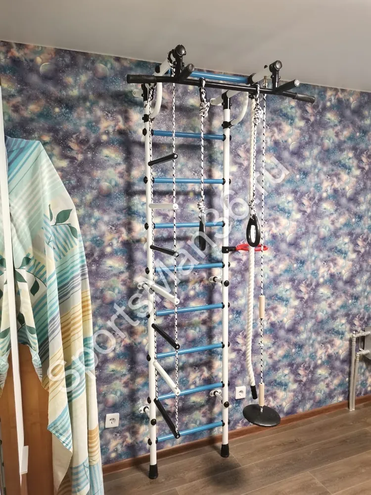 Спортивный комплекс Формула здоровья Гамма цвет, металл - белый, перекладины - голубые