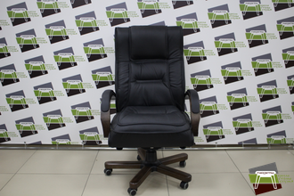 Кресло Бостон, кожа черная/кож.зам черный