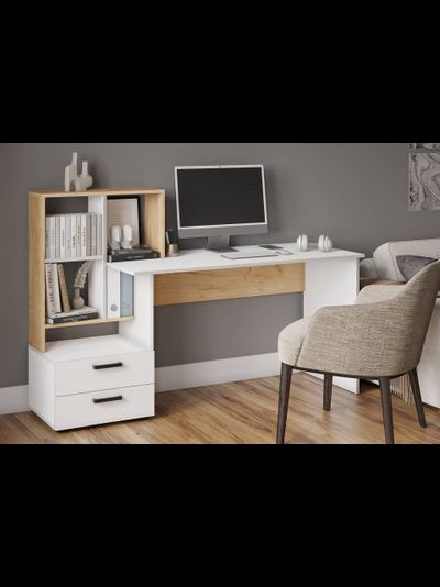 СКМ-5 компьютерный стол Белый с тиснением/Дуб Крафт Золотой
