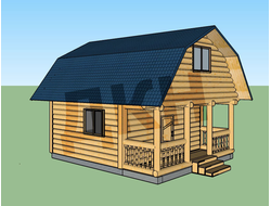 Баня 6 на 6 с верандой 2 на 6 и мансардным этажом