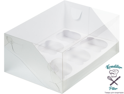 Коробка на 6 капкейков с пластиковой крышкой 235*160*100 мм, белая
