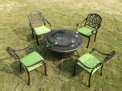Обеденный комплект из литого алюминия с грилем Fiji