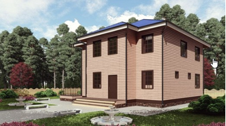 Двухэтажный каркасный дом с четырьмя спальнями 195м² (SK46)