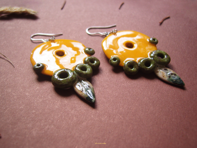 "В чистом поле, под ярким солнцем", крупные геометрические серьги