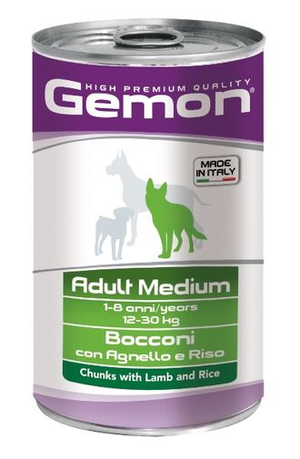 Консервы для собак Gemon Dog Medium средних пород кусочки ягненка с рисом 1250 г