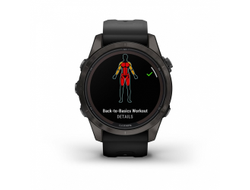 Умные часы Garmin Fenix 7S PRO Sapphire Solar титановый угольно-серый DLC с силиконовым ремешком