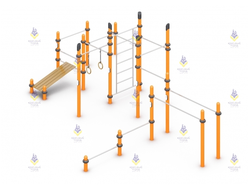 2281.50 Воркаут «9 турников, шведская стенка, кольца, брусья и скамья для пресса»
