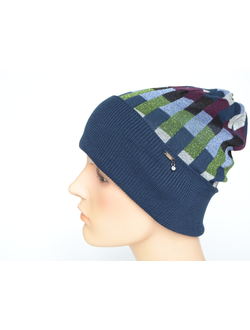 Шапка Vizio Италия 1210 CRY синяя с отворотом