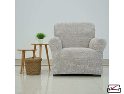 Чехол на кресло Мираж Бежевый. Защита мягкой мебели от животных.