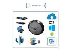 Потолочная/настенная WiFi видеокамера панорамная с DVR (fish_ufo2_B), 960P HD (360EyeS)