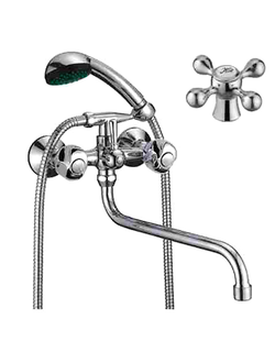 140 Смеситель для ванной D140810 1/2 кер., дл. нос, ручка крест (латунь) 140810