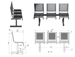 Секция стульев перфорированная трёхместная СП1