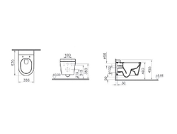 Безободковый подвесной унитаз, белый (с функцией биде, встроенным смесителем, с бачком VitrA Fresh для моющего средства), дюропластовое сиденье микролифт VitrA Nest, 5176B003-6233