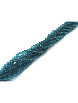 Бусины стеклянные граненные "Рондель", 2 мм, цвет морской (351)