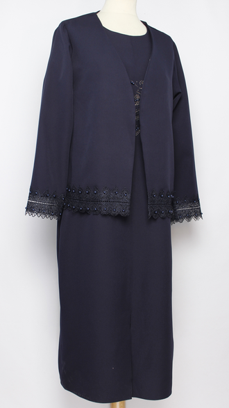 КОСТЮМ  "ДВОЙКА1 платье и жакет синий р.48-54