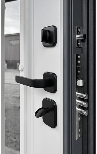 Дверь металлическая RX-10 Термо, цвет Муар ral 7024, панель - rx-10 цвет ПВХ Белая матовая