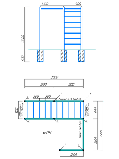 Спортивная площадка Workout w09.2 + качель