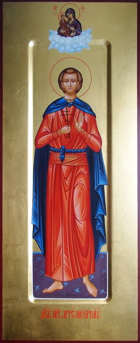 Артемий Веркольский, святой отрок. Рукописная мерная икона.