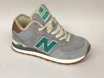 New Balance 574 (Серо-зеленые) Высокие, мех
