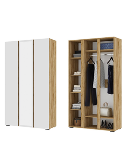 Хелен ШК 02 шкаф 3х створчатый с зеркалом Дуб Крафт золотой/Белый шагрень