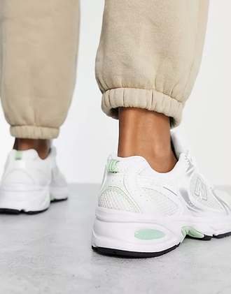 new balance 530 white pastel green