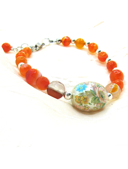 "Прекрасный сад". Авторский браслет с бусиной Тенша и агатом