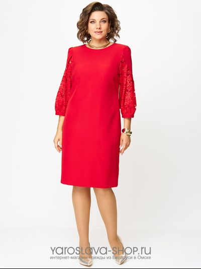 Модель :3062.Эффектное платье-футляр красного цвета