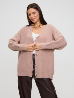 Вязаный удлиненный кардиган оверсайз на пуговицах