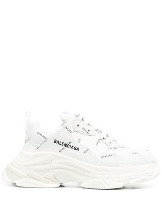 Кроссовки Balenciaga Triple S белые с надписями