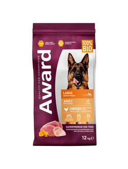 AWARD (Авард) сухой корм для собак крупных пород, Курица, Индейка 12 кг