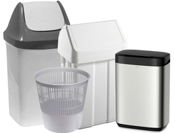 Пластиковые и металлические корзины для мусора