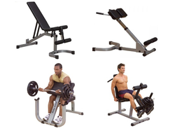 Силовые тренажеры для зала (скамьи, стойки, тренажеры для мыщц ног, рук и груди)